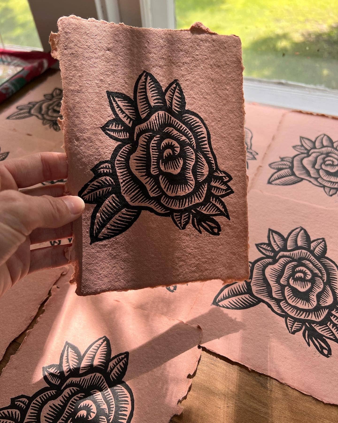 Blush Rose Linocut Print