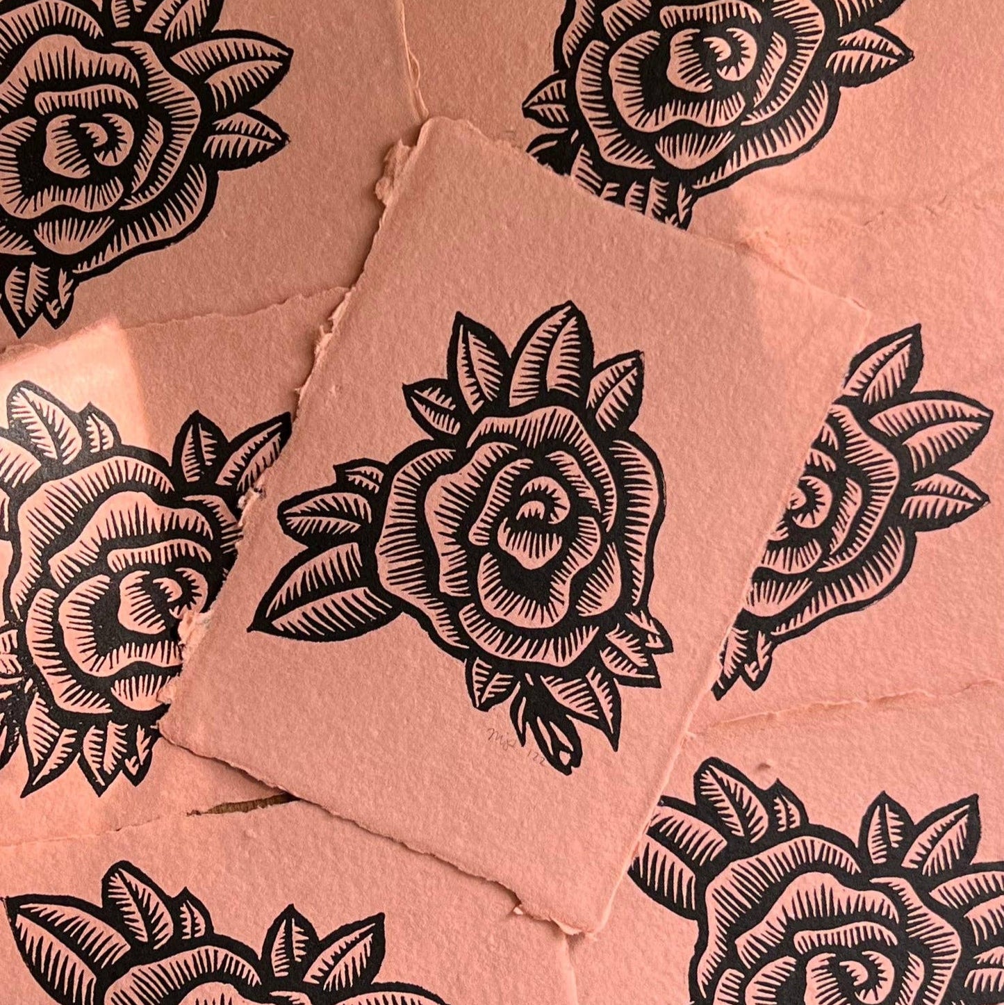 Blush Rose Linocut Print