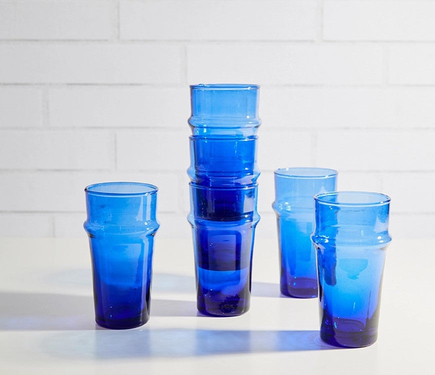 Moroccan Beldi Glassware - Blue