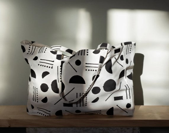 Domino Block Printed Large Tote