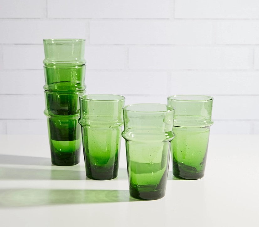 Moroccan Beldi Glassware - Green