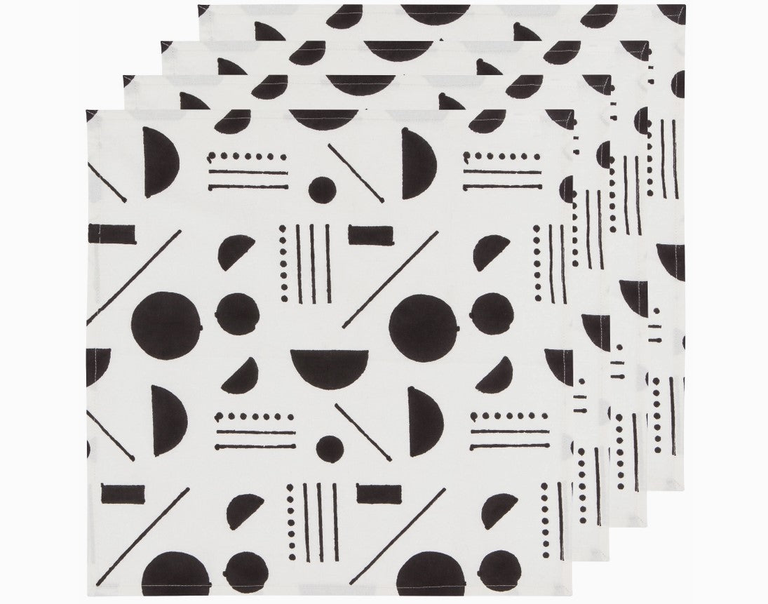 Domino Block Printed Napkins 4 Pack